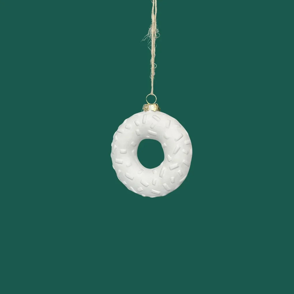 Donut ophæng i hvid keramik