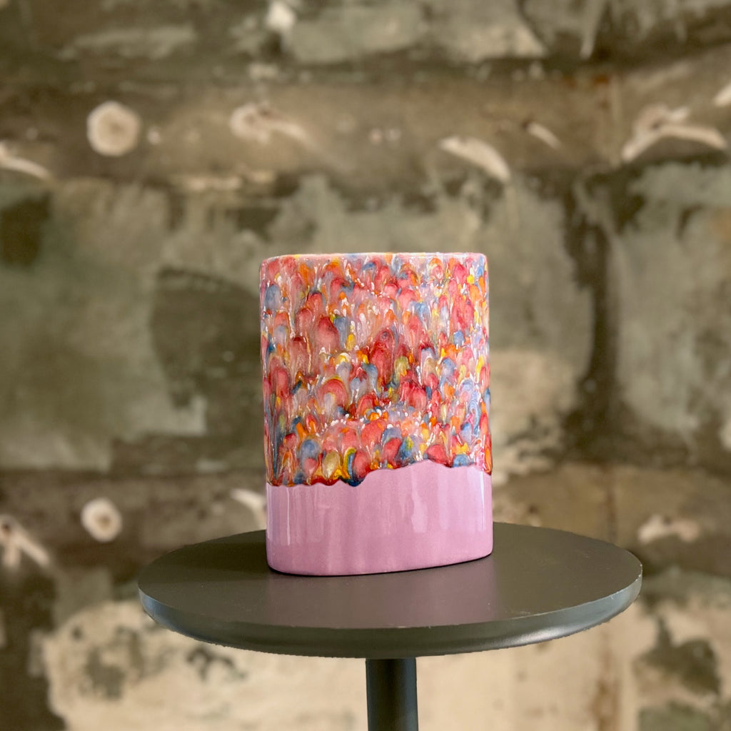 Keramik vase med krystalmaling