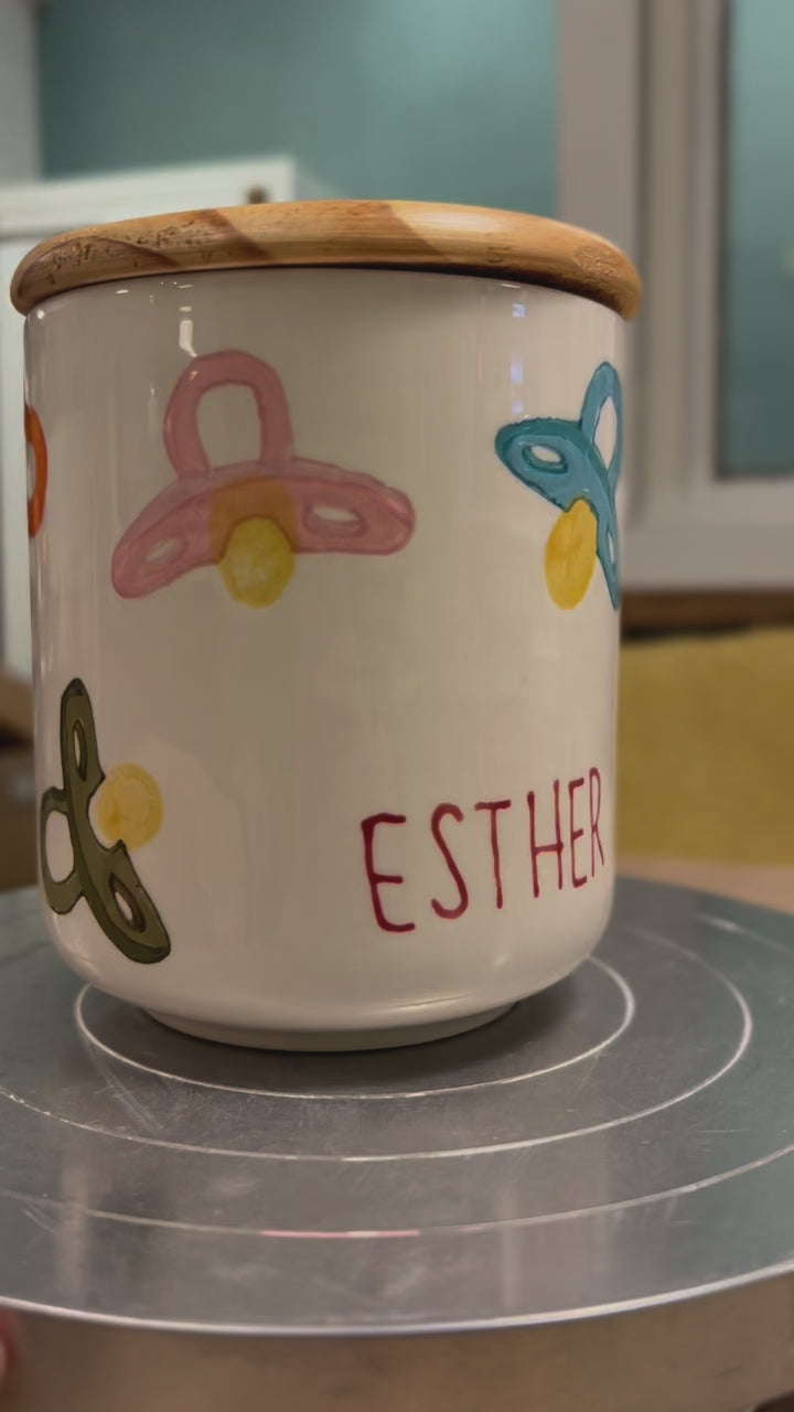 Babyshower- fingeraftryk på keramik